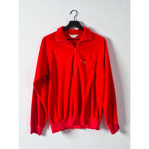Vintage Christian Dior Monsieur Red Velour Quarter Zip Pullover (Mens L)